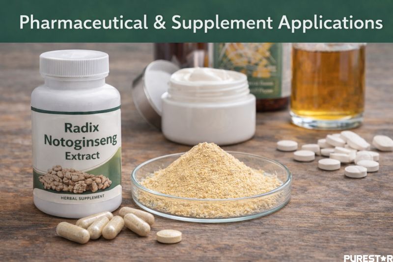 Radix Notoginseng Extract used in pharmaceutical tablets, capsules, and dietary supplements standardized with high purity Notoginsenosides