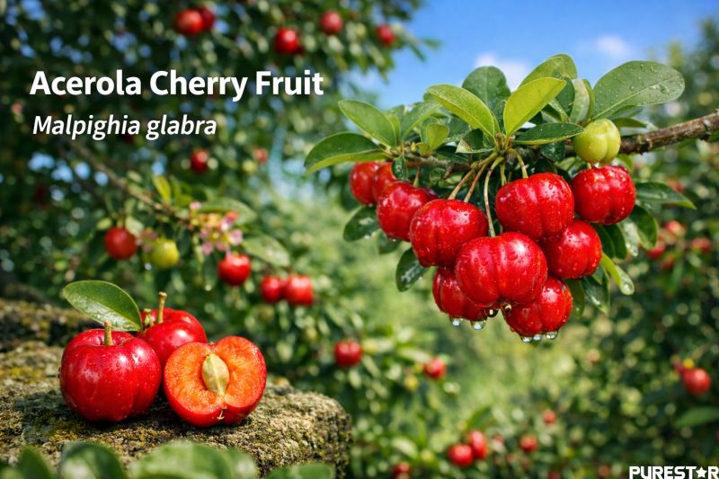 acerola cherry fruit malpighia glabra fresh tropical fruit natural vitamin c rich raw material