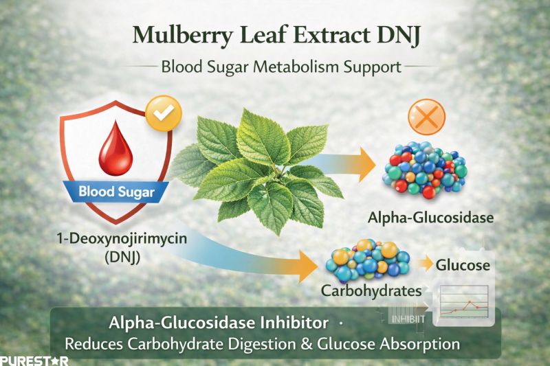 Mulberry Leaf Extract DNJ blood sugar metabolism support alpha glucosidase inhibitor