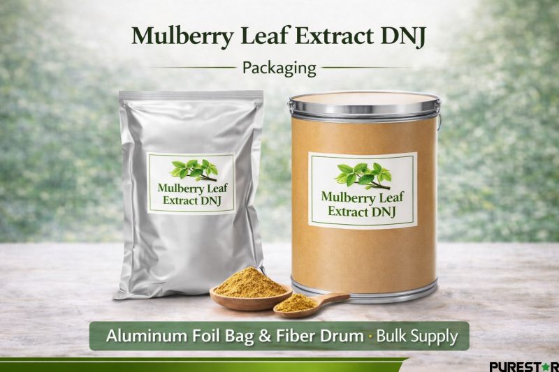 Mulberry Leaf Extract DNJ packaging aluminum foil bag and fiber drum bulk supply