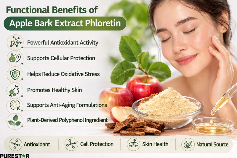 Functional benefits of Apple Bark Extract Phloretin antioxidant polyphenol compound