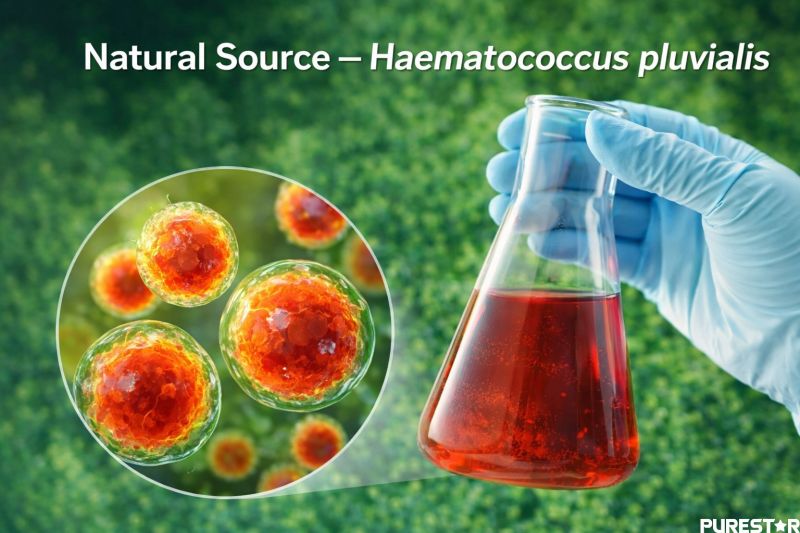 Astaxanthin oil natural source from Haematococcus pluvialis microalgae with red pigment extraction process