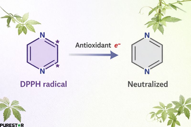 Gynostemma Pentaphyllum Extract antioxidant mechanism illustrating free radical neutralization supported by Gynostemma Pentaphyllum Extract compounds