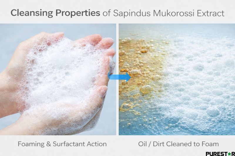 Brown fine powder Sapindus Mukorossi Extract in petri dish with clean white background