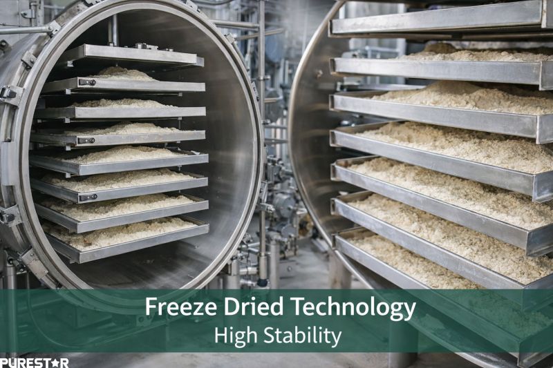 Freeze dried aloe vera powder production technology showing industrial processing equipment for high stability aloe vera powder
