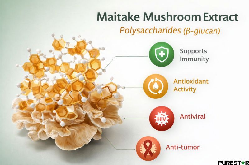 maitake extract beta glucan polysaccharides structure functional compounds in maitake mushroom extract powder