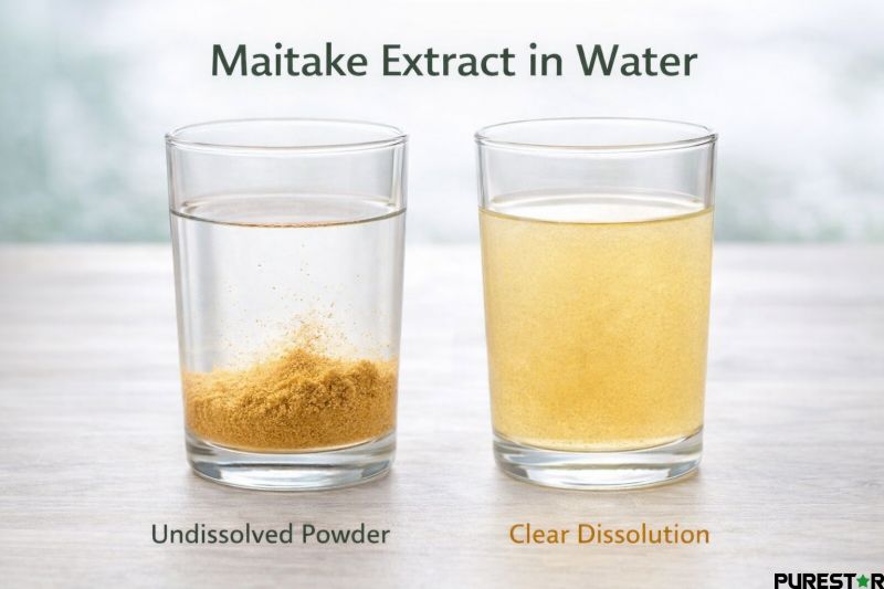 maitake extract powder water dispersibility light turbid solution beta glucan maitake extract for beverage applications