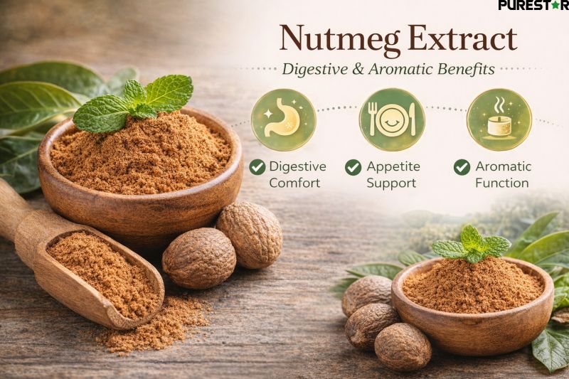 Nutmeg extract digestive comfort appetite support and aromatic function as natural botanical ingredient