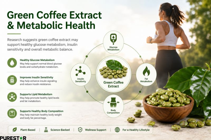 Green coffee extract and glucose metabolism research concept for insulin sensitivity metabolic balance and healthy lifestyle support