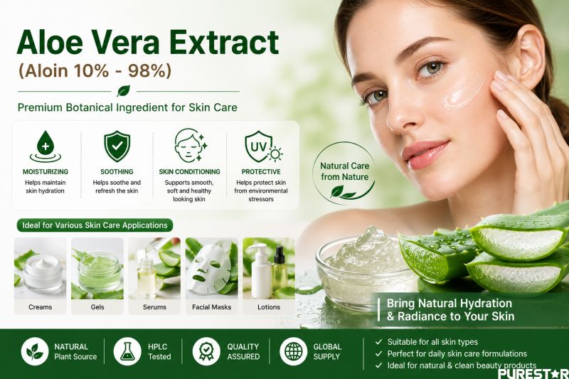 Aloe Vera Extract skin care ingredient for moisturizing soothing cosmetic formulations facial masks creams and personal care products